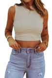 Apricot Keyhole Back Ribbed Knit Tank Crop Top