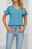 Colorblock Splicing Short Sleeves Top