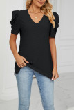 V Neck Hollow Out Short Sleeves Top