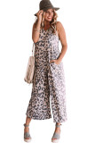 Leopard Leopard Print Pockets Wide Leg Sleeveless Jumpsuit