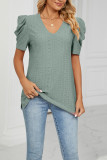 V Neck Hollow Out Short Sleeves Top