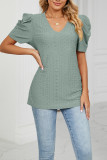 V Neck Hollow Out Short Sleeves Top