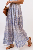 Blue Tube Smocked Floral Maxi Dress