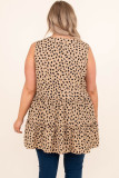 Plus Size Leopard Print Ruffle Tiered Tank Top
