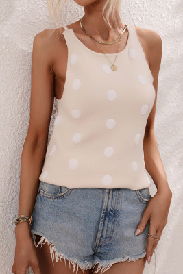 Sleeveless Polka Dot Knitting Tank Top