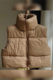 Plain Open Zipper Down Cropped Vest
