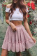 Pink Swiss Dot Frill Trim Flared Mini Skirt