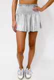 Plain Metalic Smocked High Waist Shorts