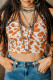White Cow Spots Print Buttons Cropped Tank Top