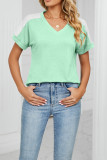 Colorblock Splicing Short Sleeves Top