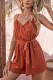 Plain V Neck Spaghetti Waist Tie Short Romper