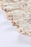 Khaki Leopard Print Tiered Ruffled Tank Top