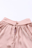 Pink Twist High Neck Puff Sleeve Satin Blouse