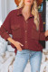 Red Waffle Knit Patch Pocket Shacket