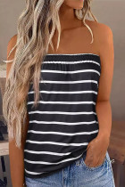 Black Striped Strapless Bandeau Tank
