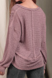 Plain V Neck Waffle Knit Loose Top