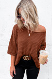 Brown Dotty Textured Knit Drop Shoulder Tee