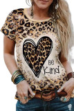 Leopard Be Kind Heart Graphic Print T Shirt
