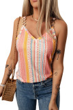 Multicolor Metal Ring Buckle Colorful Geometric Tank Top