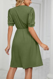 V Neck Lace Edge Pockets T-Shirt Dress