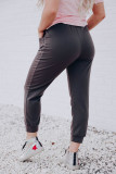 Black Drawstring Waist Front Patch Pockets Jogger Pants