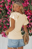 Apricot Plain Tiered Ruffled Short Sleeve T Shirt