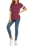 Stripes Splicing Short Sleeves Top