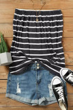 Black Striped Strapless Bandeau Tank