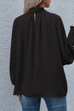 Plain Puffy Frilled Tie Collar Blouse Shirt