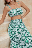 Flower Print Spaghetti Tube Top and Skirt 2PCS Set