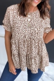 Leopard Tiered Leopard Short Sleeve Top