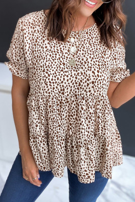Leopard Tiered Leopard Short Sleeve Top
