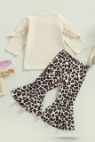 Girls Cowboy Ruffle Top and Leopard Flare Pants 2PCS Set