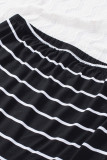 Black Striped Strapless Bandeau Tank