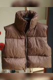 Plain Open Zipper Down Cropped Vest