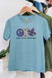Peace Love Mardi Gras Graphic Printed Short Sleeve T Shirt Unishe Wholesale