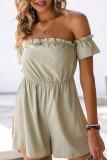 Plain Off Shoulder High Waist Romper