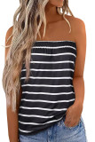 Black Striped Strapless Bandeau Tank