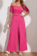 Rose Off Shoulder Ruffles One Piece Jumpsuit