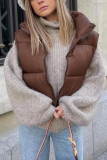 Plain Open Zipper Down Cropped Vest