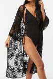 Lace Splicing Sheer Beach Cover Up Kimono