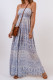 Blue Tube Smocked Floral Maxi Dress