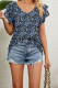 V Neck Double Layer Ruffle Sleeves Floral Top