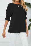Frill Puffy Sleeves Chiffon Top