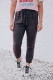 Black Drawstring Waist Front Patch Pockets Jogger Pants