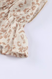 Khaki Leopard Print Tiered Ruffled Tank Top