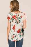 Beige Plus Size Floral Print T-shirt