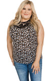 Plus Size Lace Splicing Leopard Print Tank Top