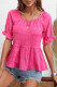 Pink Short Puff Sleeves Ruffle Top