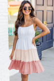 Multicolor Frill Tiered Colorblock A-line Sundress